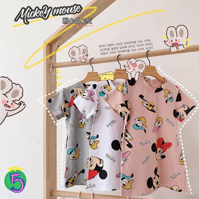 Đầm Thun Ngắn Tay In Họa Tiết Hoạt Hình Cho Bé Gái