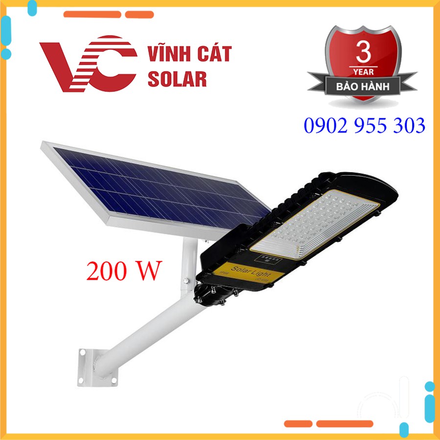 Đèn đường led năng lượng mặt trời liền thể chính hãng Jindian , vỏ nhôm , kính cường lực 200W _ JD 699 _ BH 3 năm