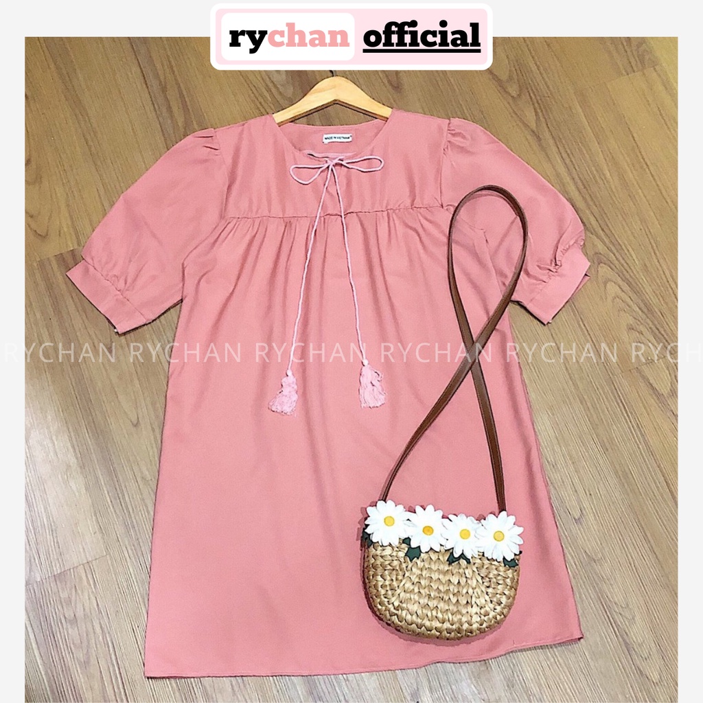 [ẢNH THẬT CUỐI] DX424 - Đầm Xòe Hồng Form Babydoll Phối Nơ Cực Đáng Yêu