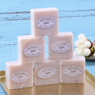 Xà phòng trắng cám gạo Thái Lan (Jam Rice Milk Soap) 65g (date 4/2022)