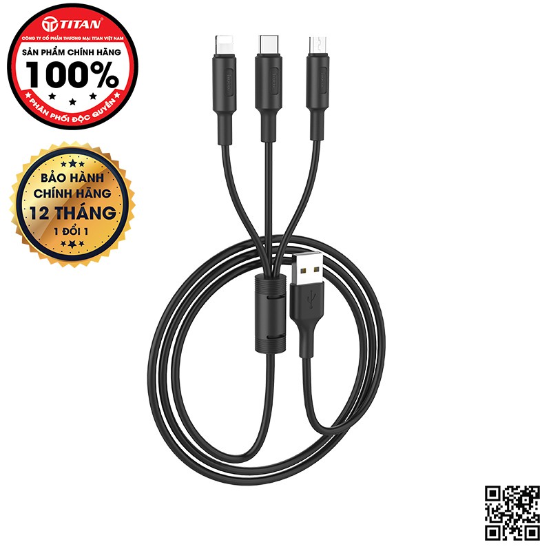 Cáp 3 Đầu Chân Lightning & Micro & TypeC HOCO - X2