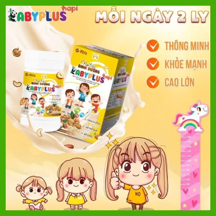 - Ngũ cốc dinh dưỡng BABYPLUS bổ sung nguồn dinh dưỡng dồi dào giúp bé ngủ ngon, tăng cân.