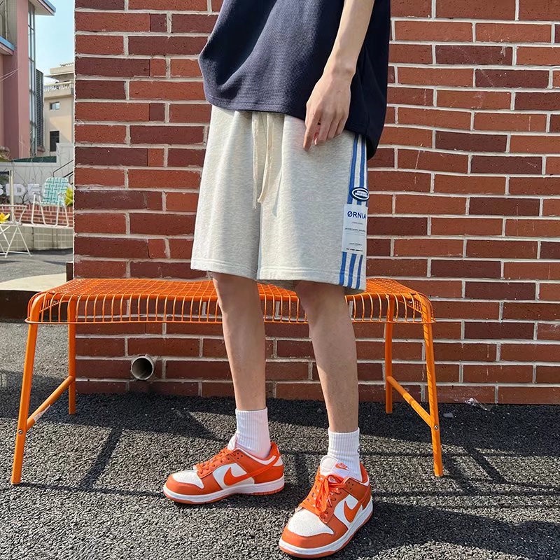 Quần Short Lưng Thun Ống Rộng Phối Sọc Bên Hông Phong Cách Hip Hop Đường Phố Nhật Bản Cỡ M-3XL Cho Nam