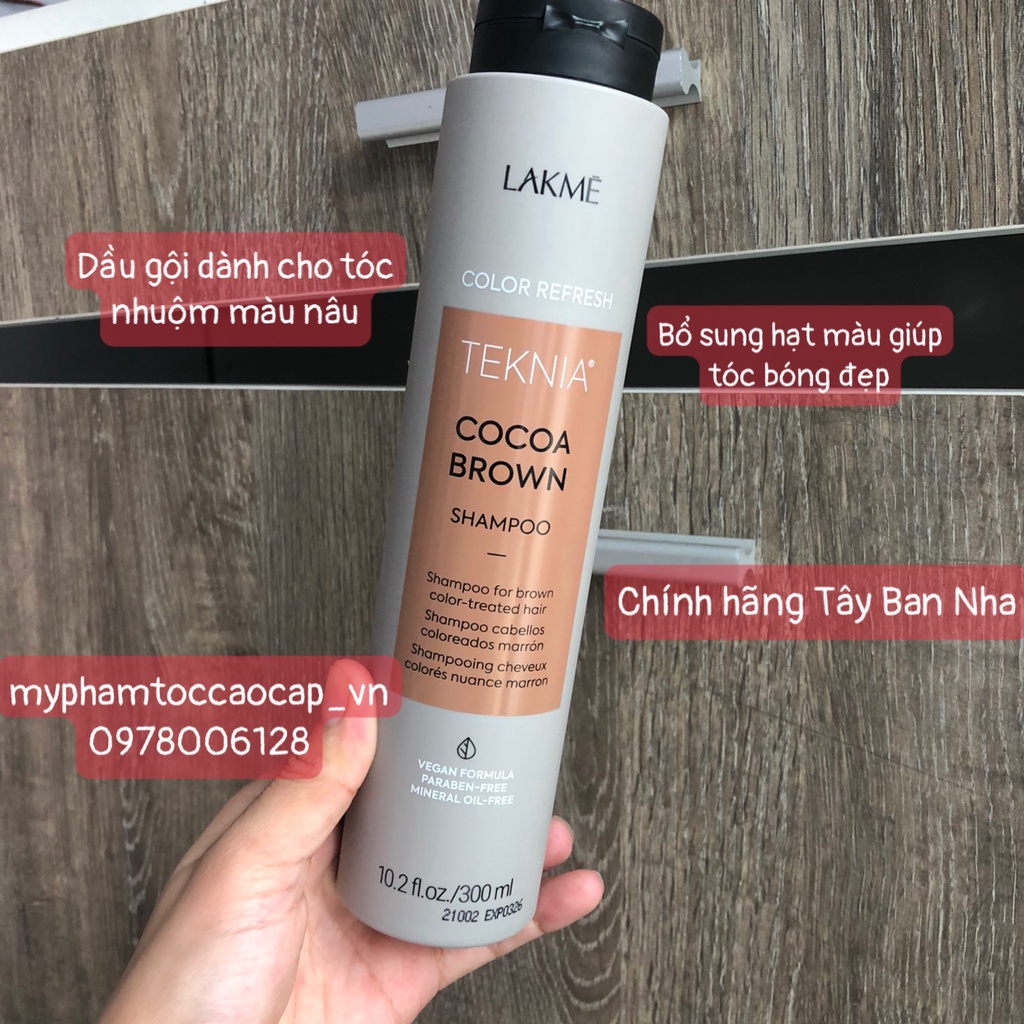 Combo Dầu gội và Kem hấp dành cho tóc màu Nâu Cocoa Brown Teknia Lakme 300ml/250ml ( New 2022 )