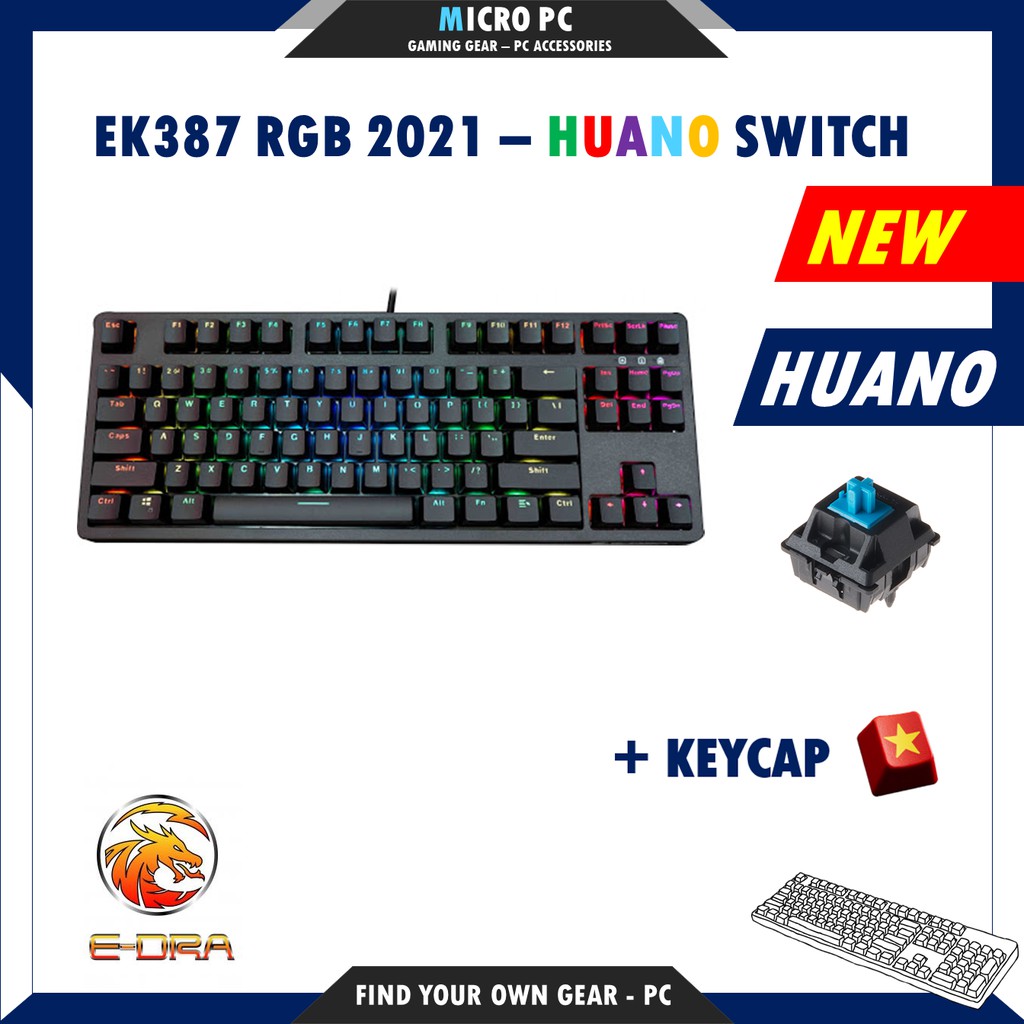 Bàn Phím Cơ Gaming🎮FREESHIP🎮 E-DRA EK387 RGB 2021 (Huano Switch/Type C/Cherry Stab) - Hàng chính hãng BH 24 tháng | BigBuy360 - bigbuy360.vn