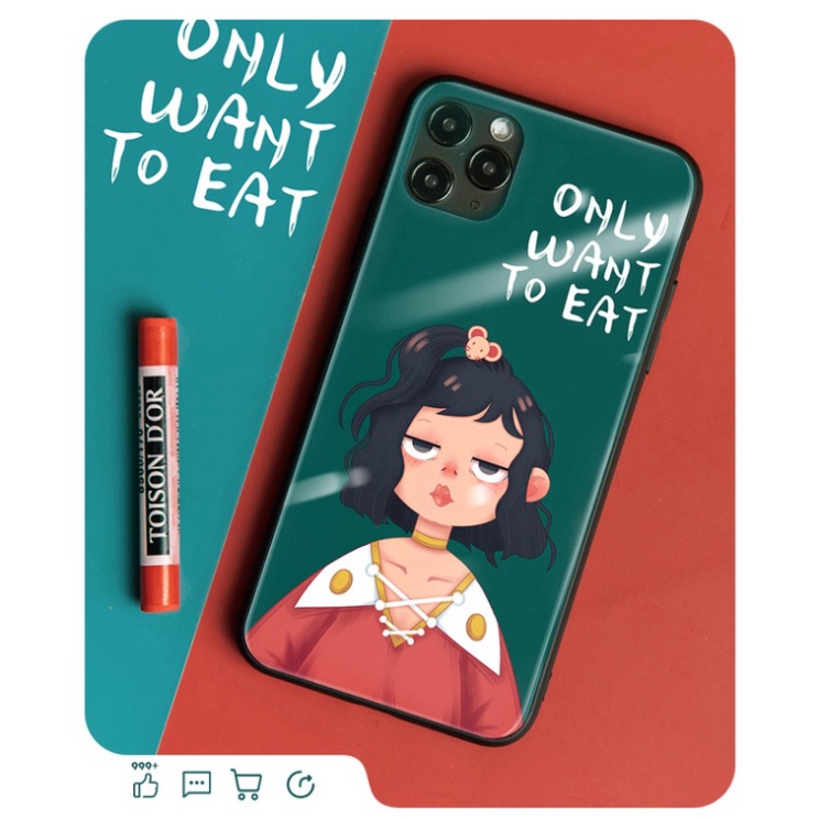 Ốp lưng iphone 6, 7, 8 Plus, X, XS, XR, XSMAX, 11, 11PRO, 11 PROMAX, 12, 13 PROMAX người con gái ÁO ĐỎ NỀN XANH TO EAT B