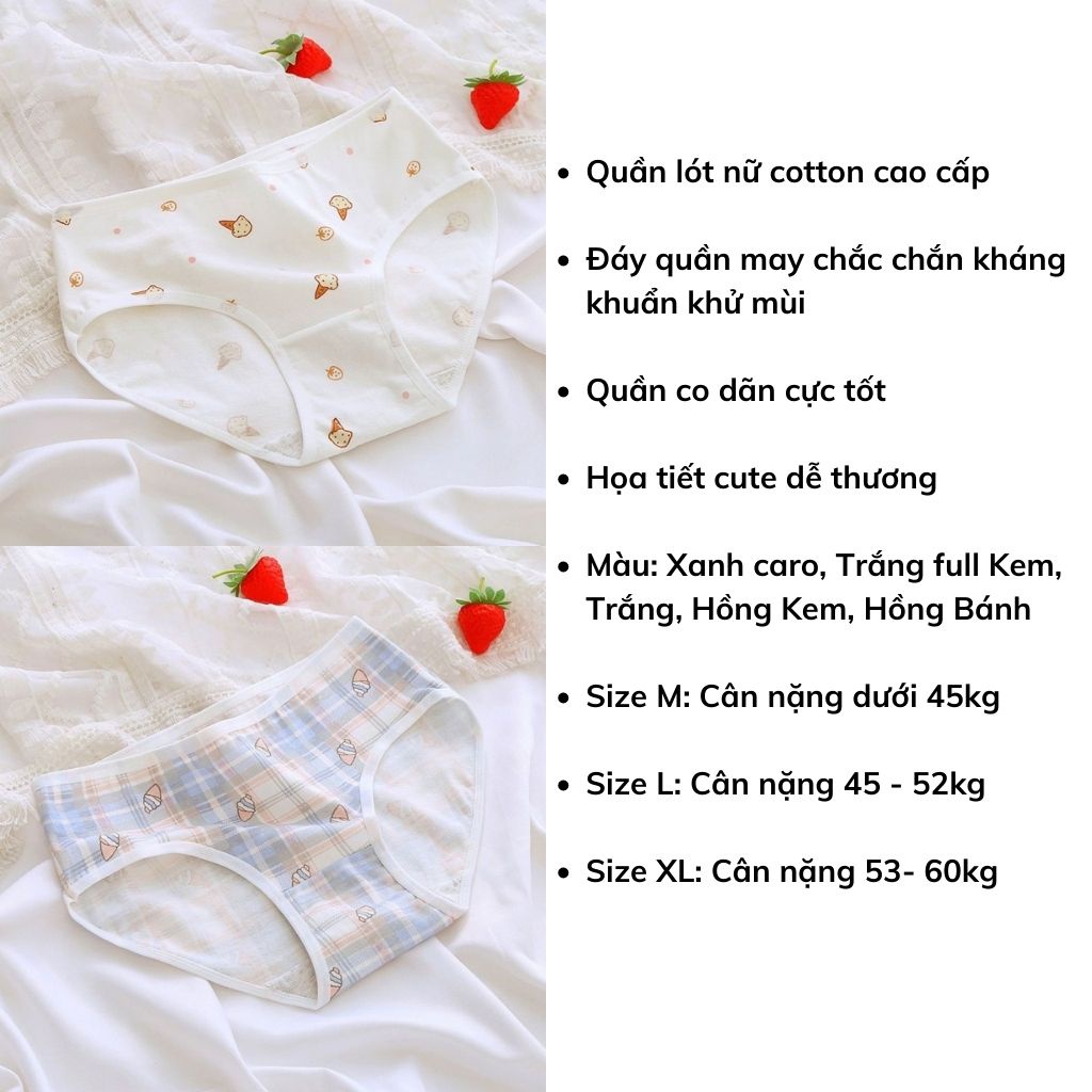 Quần lót nữ cotton tôn dáng gợi cảm, Quần chíp nữ kháng khuẩn khử mùi họa tiết cute dễ thương LANIXA L211