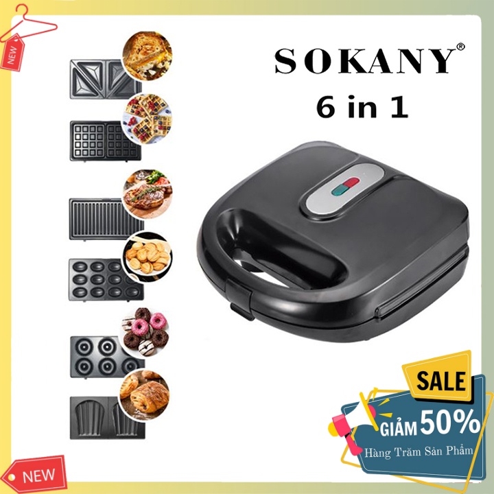 Máy làm bánh đa năng, kẹp nướng bánh 6 trong 1 Chính hãng Sokany