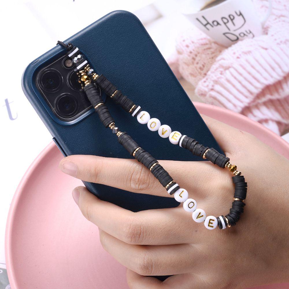 Glees Dây Đeo Điện Thoại Chuỗi Hạt Đất Sét In Chữ Love Xinh Xắn Thích Hợp Làm Quà Sinh Nhật Cho Nữ