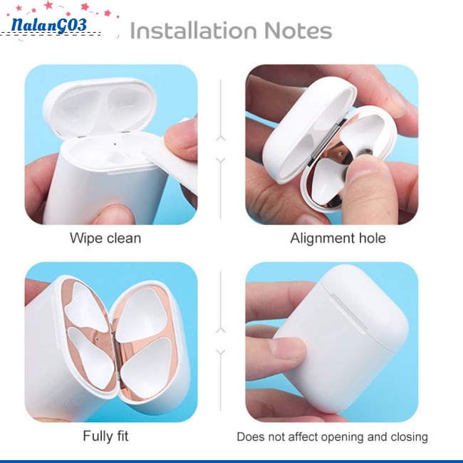 Miếng Dán Viền Kim Loại Mạ Kim Loại Chống Bụi Bảo Vệ Tai Nghe Bluetooth Không Dây Airpods