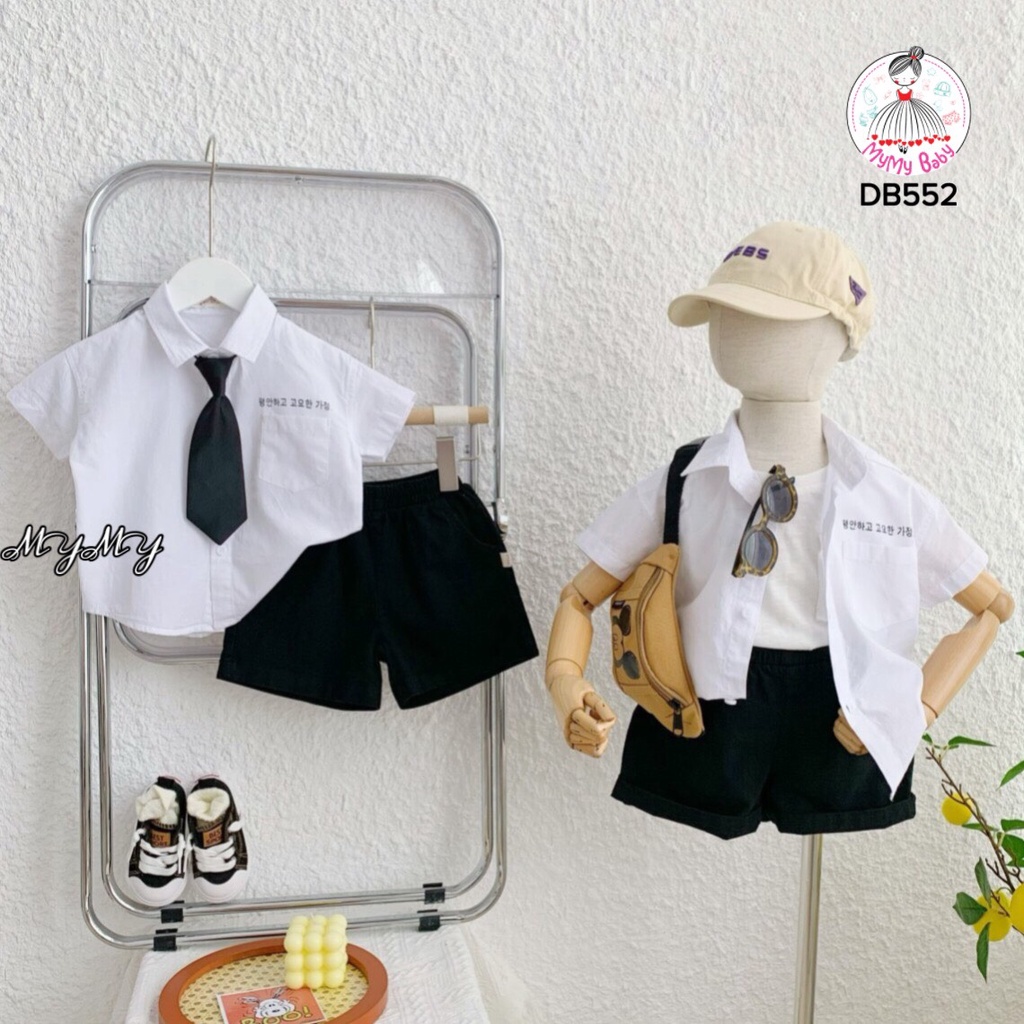 Đồ bộ sơ mi trắng cà vạt đen đơn giản mà rất tinh tế