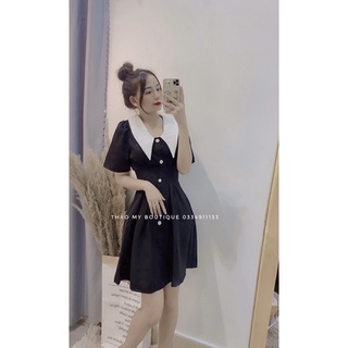 Váy cổ bèo trắng
