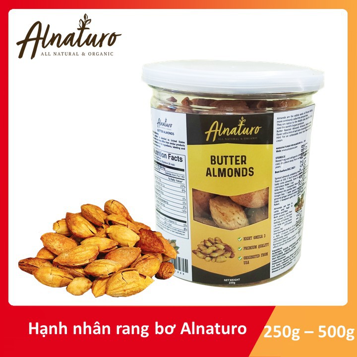 [Mã GROSALE2703 giảm 8% đơn 250K] 250gr-500gr Hạnh nhân rang bơ Alnaturo Butter Almonds