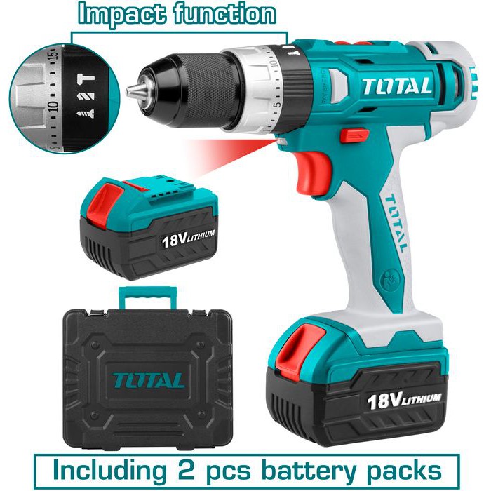 18V Máy khoan vặn vít dùng pin Li-ion TOTAL TIDLI228180