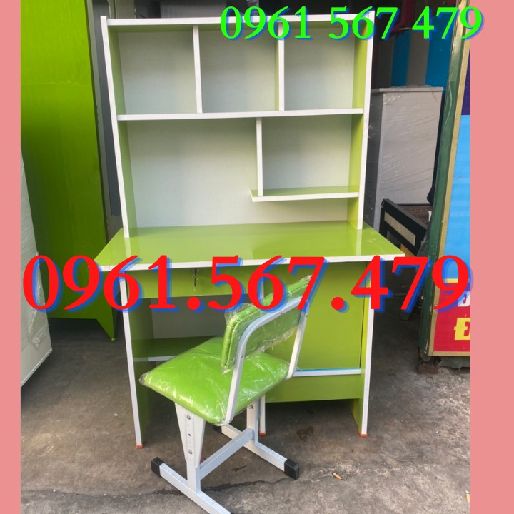 Bàn Học sinh Liền kệ rộng 1m kèm ghế tăng giảm bọc nệm - màu hồng tặng sticker | BigBuy360 - bigbuy360.vn