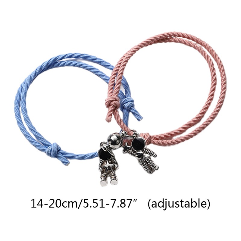 Set 2 Vòng Tay Dây Bện Mặt Hình Phi Hành Gia Cho Cặp Đôi