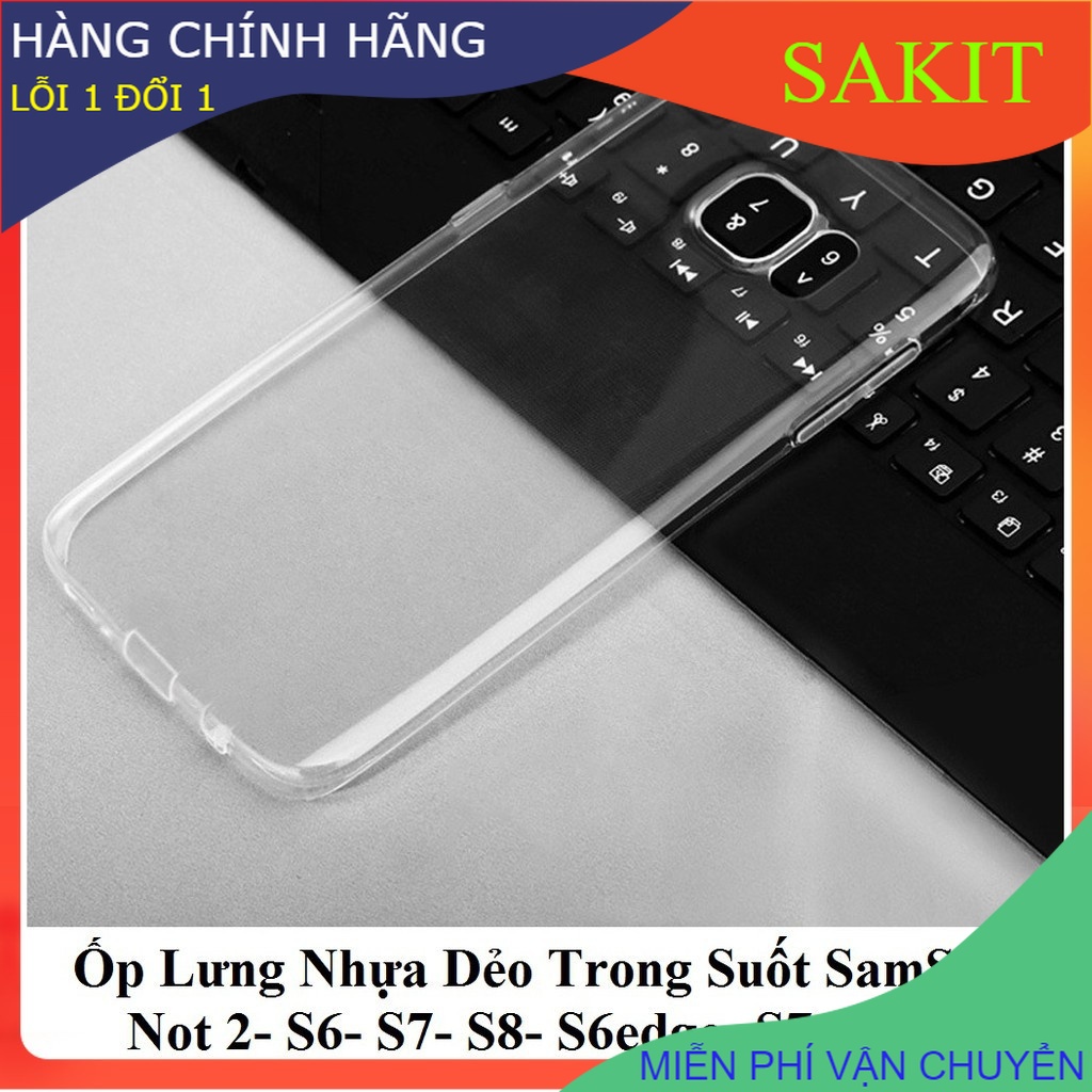 Ốp Lưng Nhựa Dẻo Trong Suốt SamSung Not 2- S6- S7- S8- S6edge- S7edge.