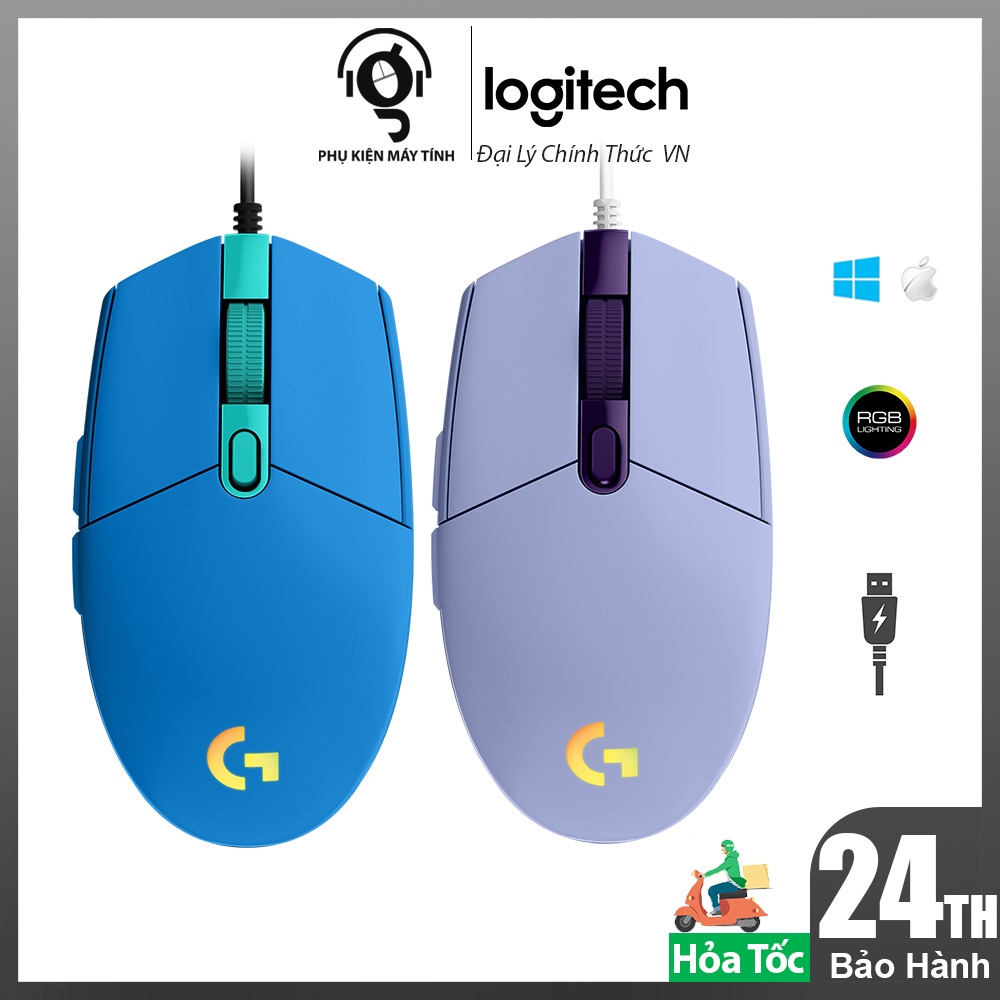 Chuột chơi game Logitech G203 LIGHTSYNC RGB - Hàng Chính Hãng