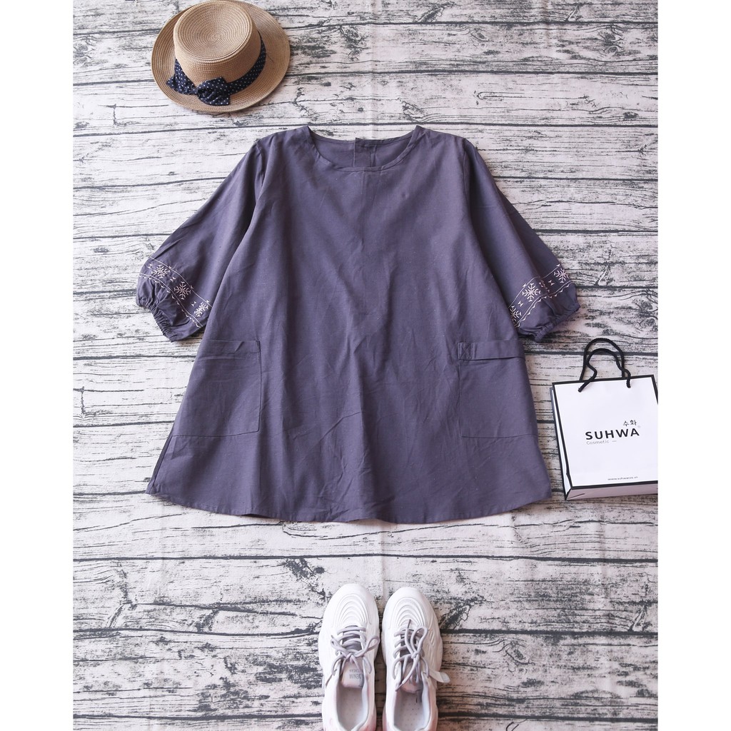 ÁO VÁY TAY BỒNG THÊU HOA