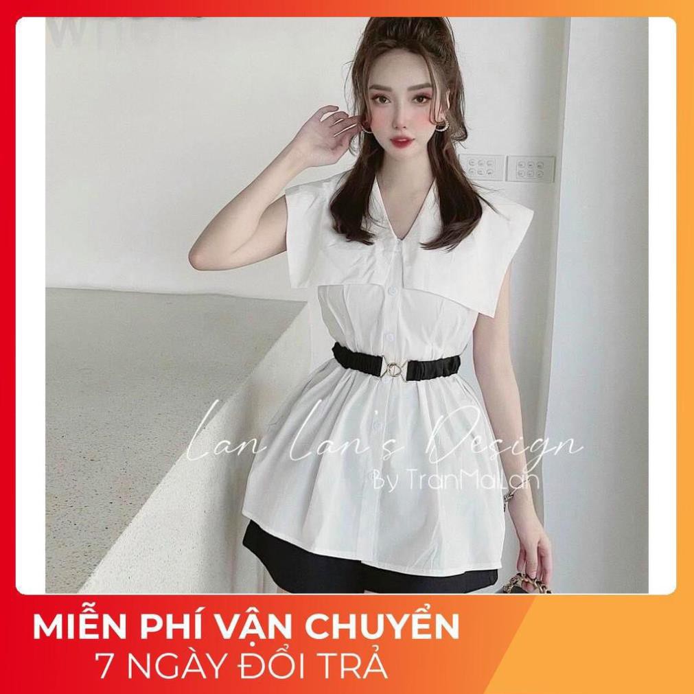 [ 𝐅𝐑𝐄𝐄 𝐒𝐇𝐈𝐏 ] Set Cổ Vuông Tay Rơi Kèm Đai Thắt Eo
