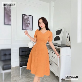 Đầm cổ V eo đính nút BEMINE MT5448CAM