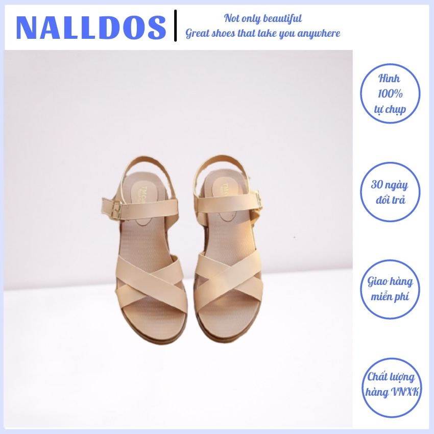 Sandal nữ quai chéo đi học NALLDOS da Microfiber, đế 3cm TPR chống trượt có 3 màu