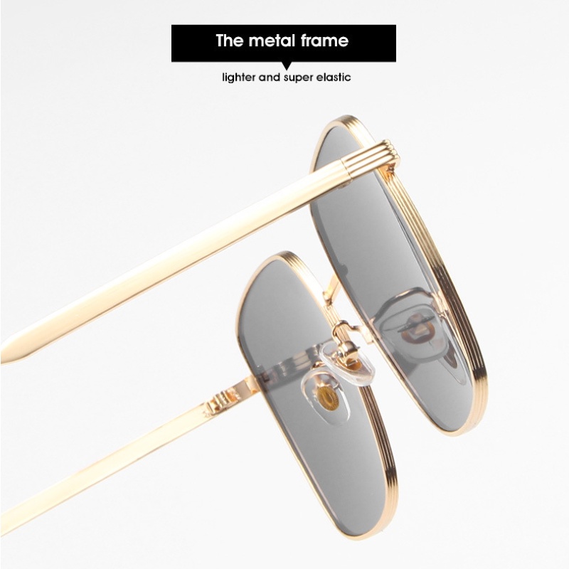 (KIQI-FASHION) COD Kính Chống Tia Uv400 Tròng Vuông Lớn Bằng Kim Loại Nhập Khẩu Thời Trang Chất Lượng Cao Cho Nữ