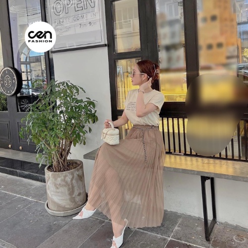 Chân váy lưới kèm xích, váy dài, váy midi CEN FASHION