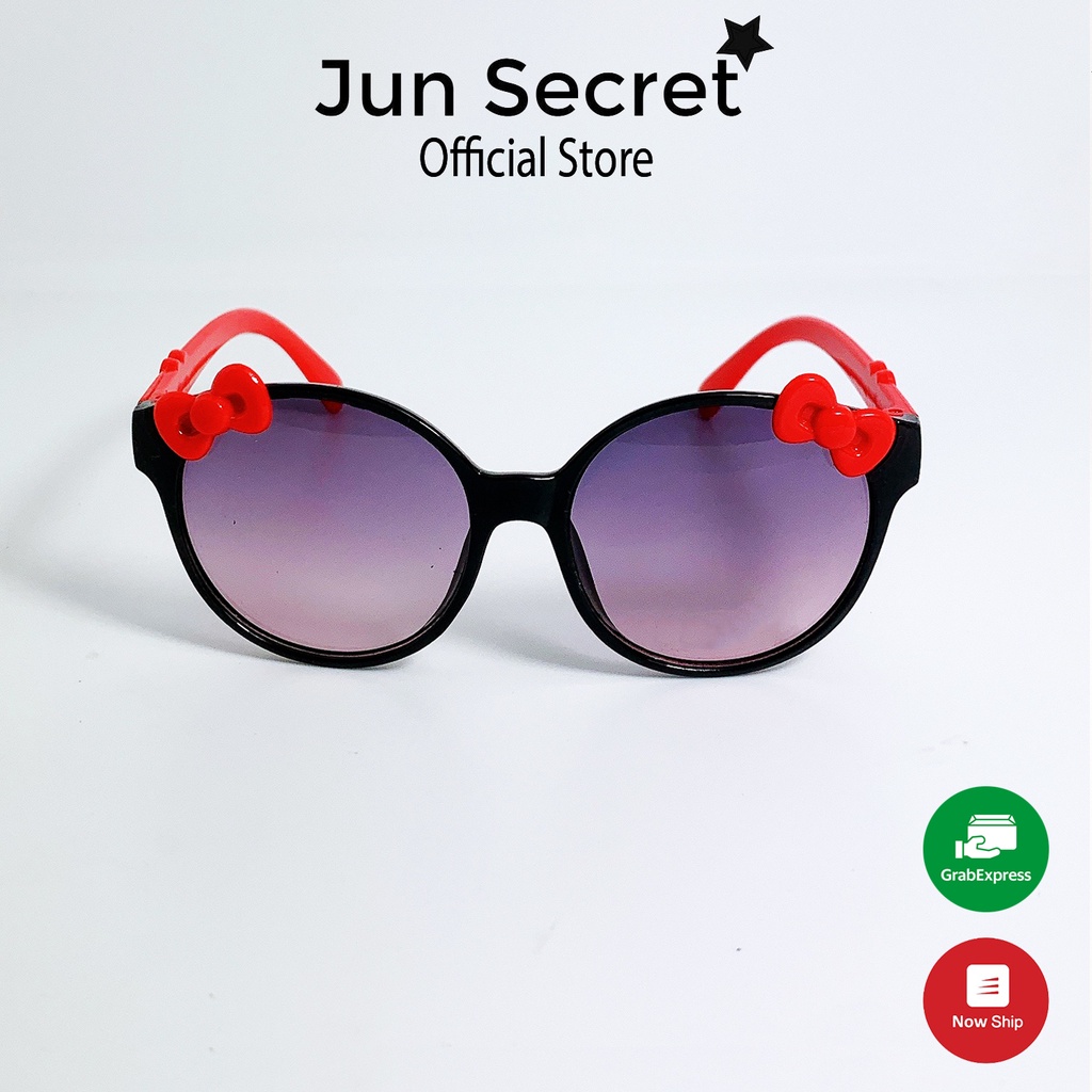 Kính mát trẻ em Jun Secret tròng đính kèm nơ dễ thương dành cho bé gái từ 1 tới 5 tuổi JS61A77