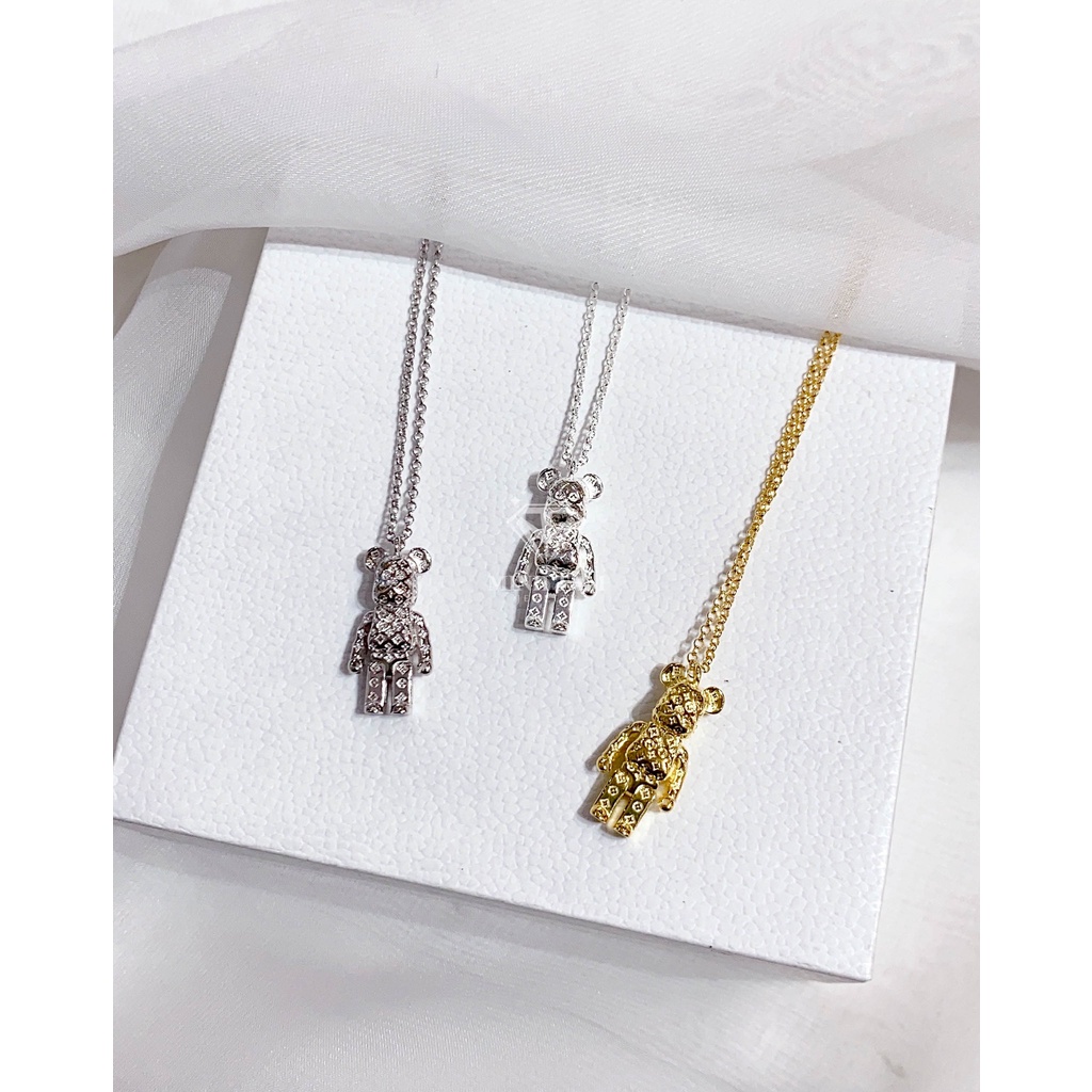 Dây chuyền bạc Minh Tâm Jewelry gấu Bear Brick bạc 925,Dây chuyền bạc nữ mặt gấu BearBrick chất liệu bạc 925