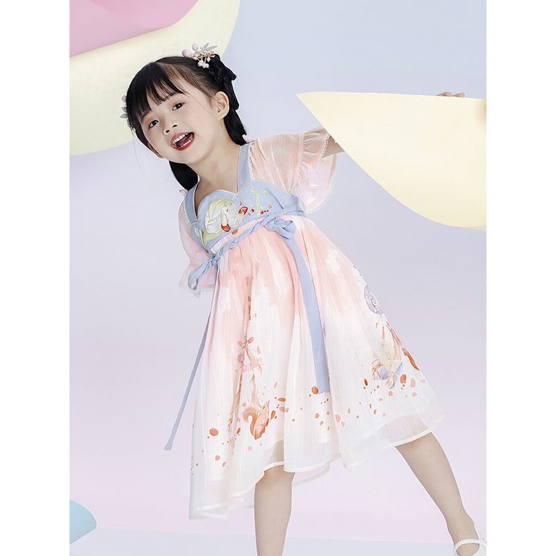 Đầm Công Chúa Hán Phục Bằng Vải Voan Phong Cách Trung Hoa Cổ Điển Mẫu Mới 2022 Dành Cho Bé Gái 90-130 Tuổi