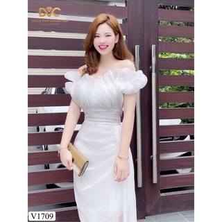 váy dự tiệc trễ vai 1709-ảnh thật, video