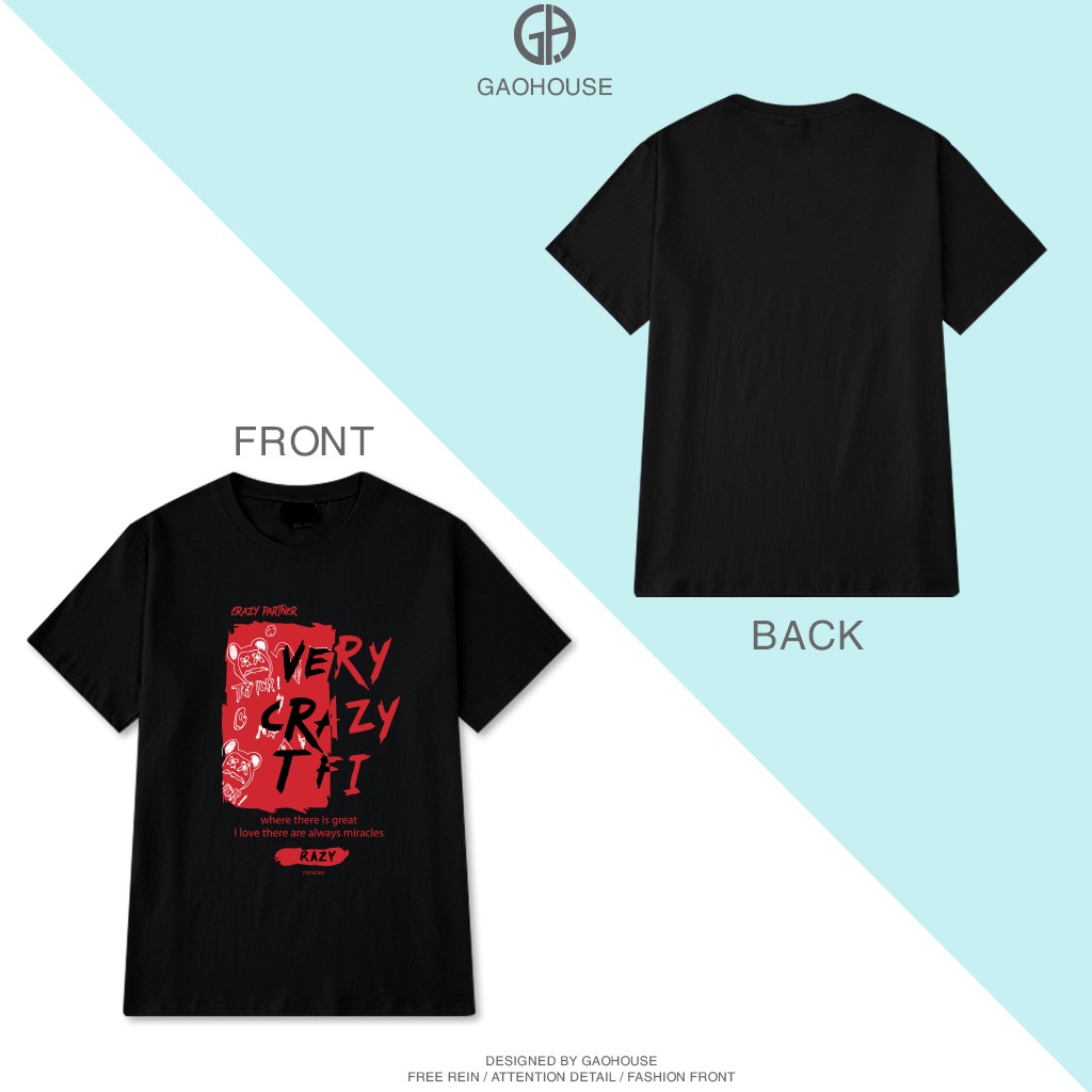 Áo thun nam nữ VERY CRAZY TFI oversize Gạo House phong cách unisex form rộng in hình chất cotton[V283]]
