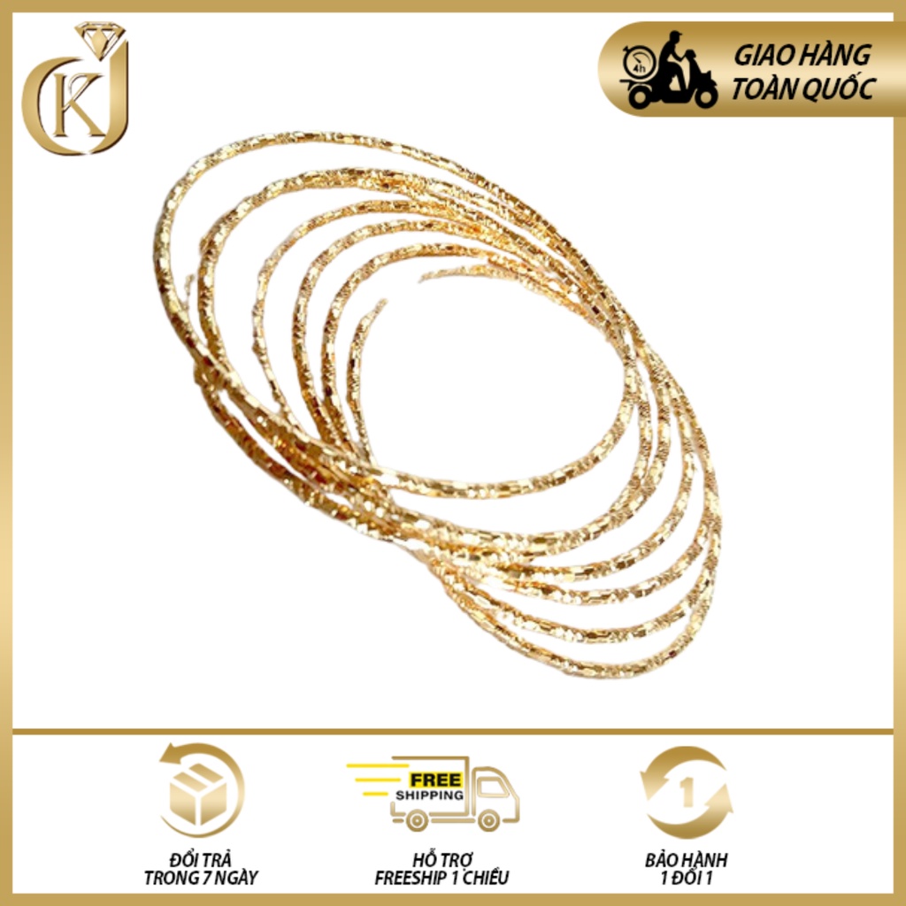 Bộ Vòng Ximen Mắt Trúc 7 Chiếc Mạ Vàng 18K Cao Cấp Kim Jewelry, Có Khóa Thường, Không Đen, Không Bay Màu