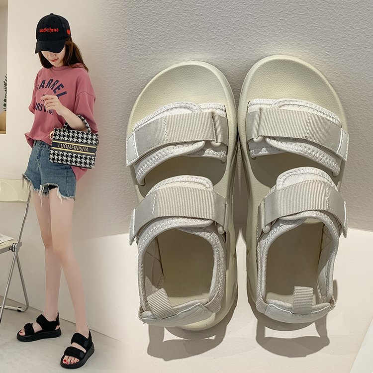 Ulzzang Round Head Comfortable Velcro Sandals Sport Sandals