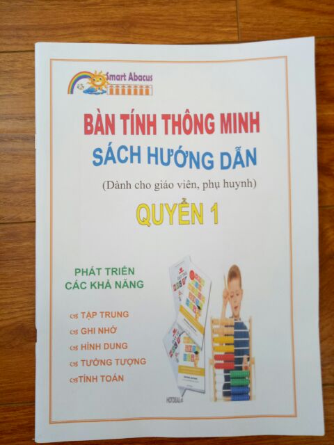 Bàn tính soroban 13 cột nâu tặng tài liệu hướng dẫn và thực hành cho bé