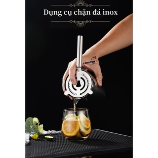 Chặn đá inox cán dài-304-dành cho bartender-dung cụ pha chế-ray lược đá inox-strainer inox pha chế-camata