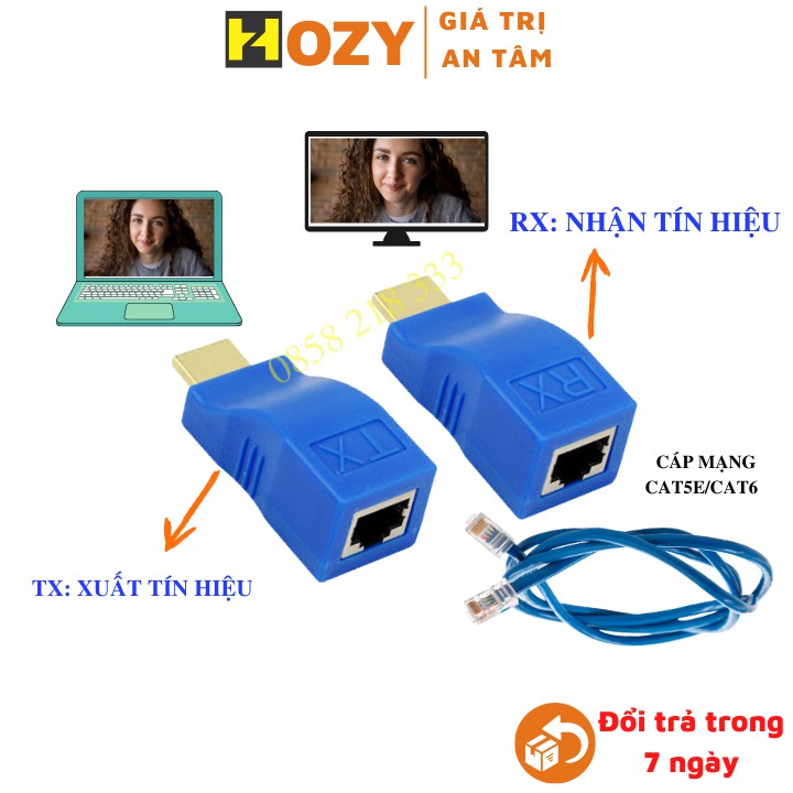 Bộ HDMI kéo dài qua dây cáp mạng LAN cat5e/cat6 HDMI - LAN - HDMI