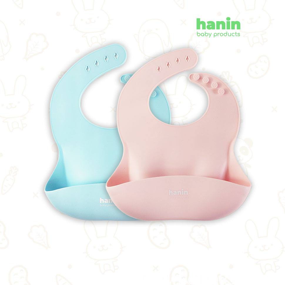 Yếm Ăn Dặm Silicon Hanin Baby Cao Cấp, Máng Yếm Rộng, Siêu Mềm, Dễ Dàng Vệ Sinh