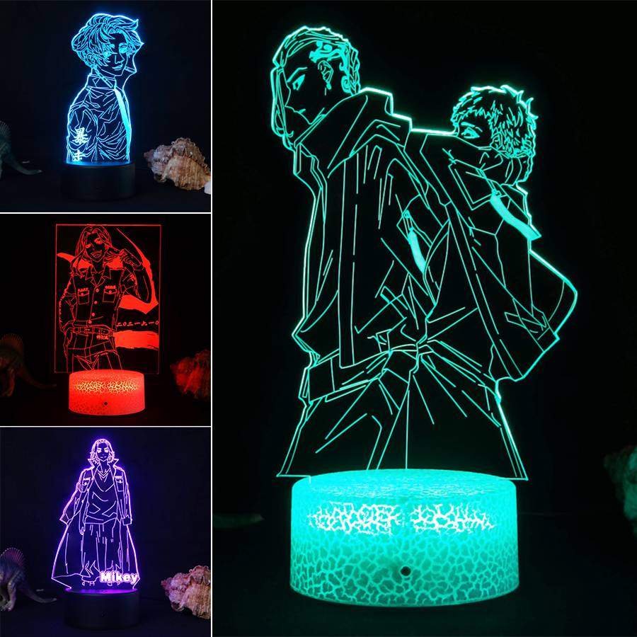 Đèn ngủ LED bảng acrylic nhân vật anime Tokyo Manji Gang Mikey có điều khiển từ xa cho trẻ em (có bán lẻ)