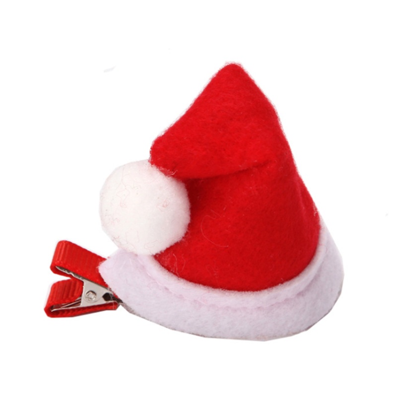 ✿ Christmas Hat Hair Clips Santa Mini Hat Hair Barrette Trendy Ponytail Decor