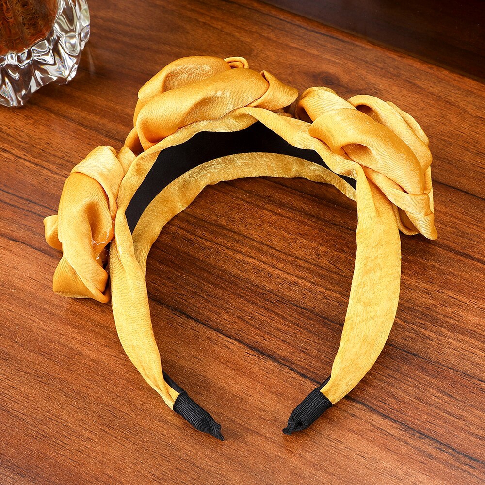 Băng đô satin 3 hoa hồng lụa thủ công cho nữ