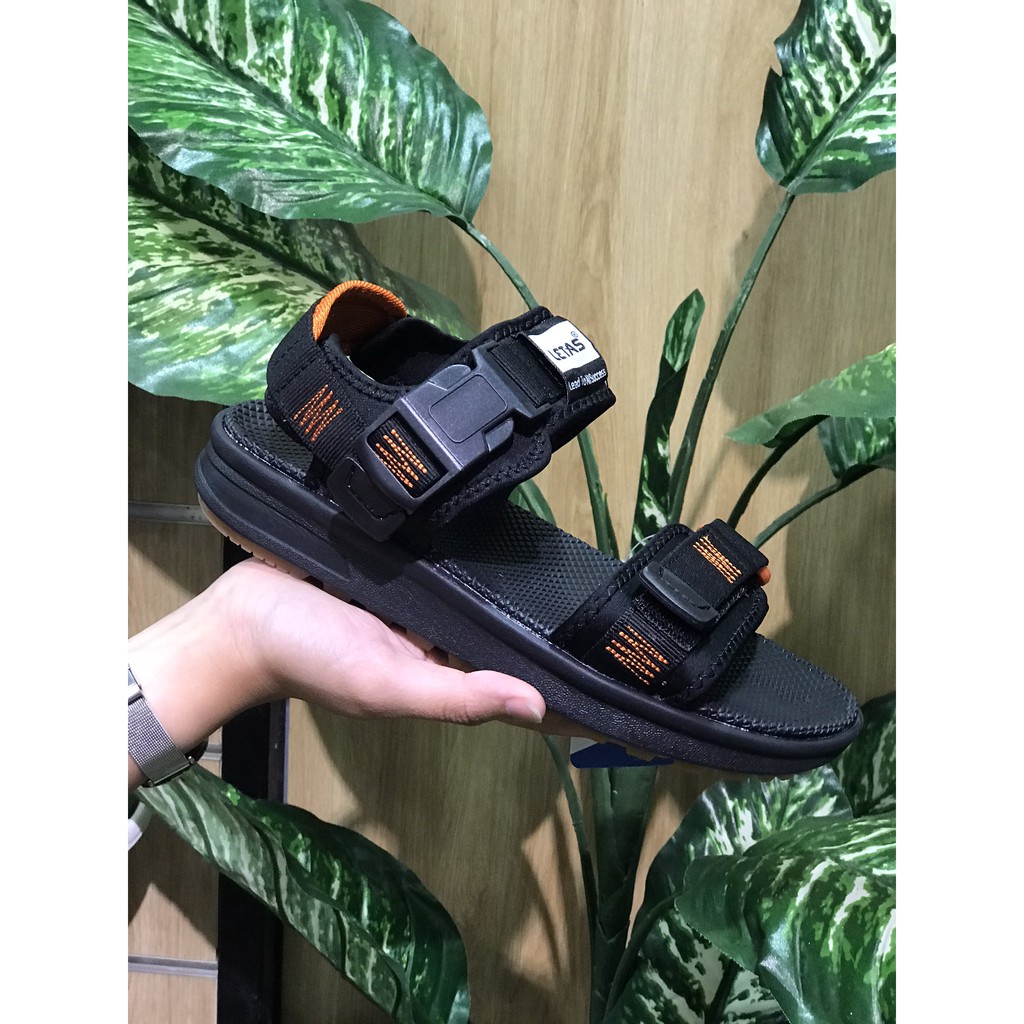 Sandal Nam Letas D711 Đen Đen thêu quai