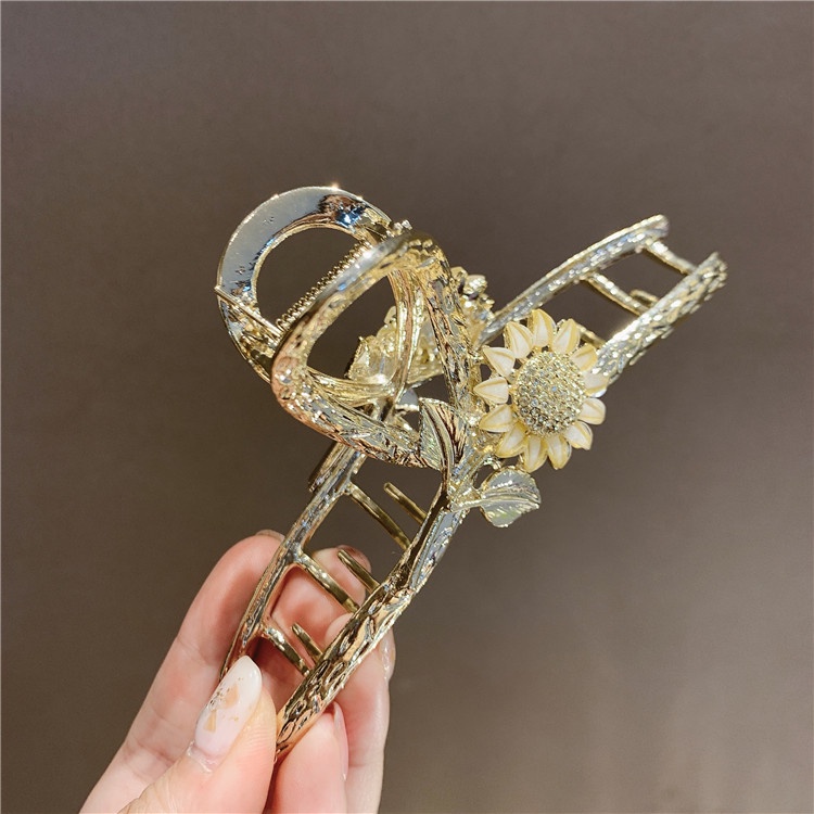 Kẹp tóc kim loại hình hoa hướng dương thời trang cho nữ