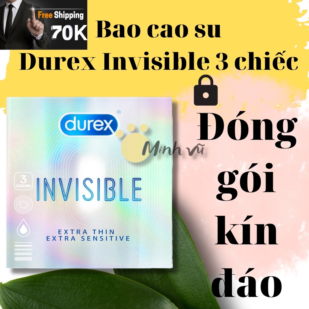 [ Có video ảnh thật ] Hộp durex invisible 3 chiếc bcs siêu mỏng tàng hình