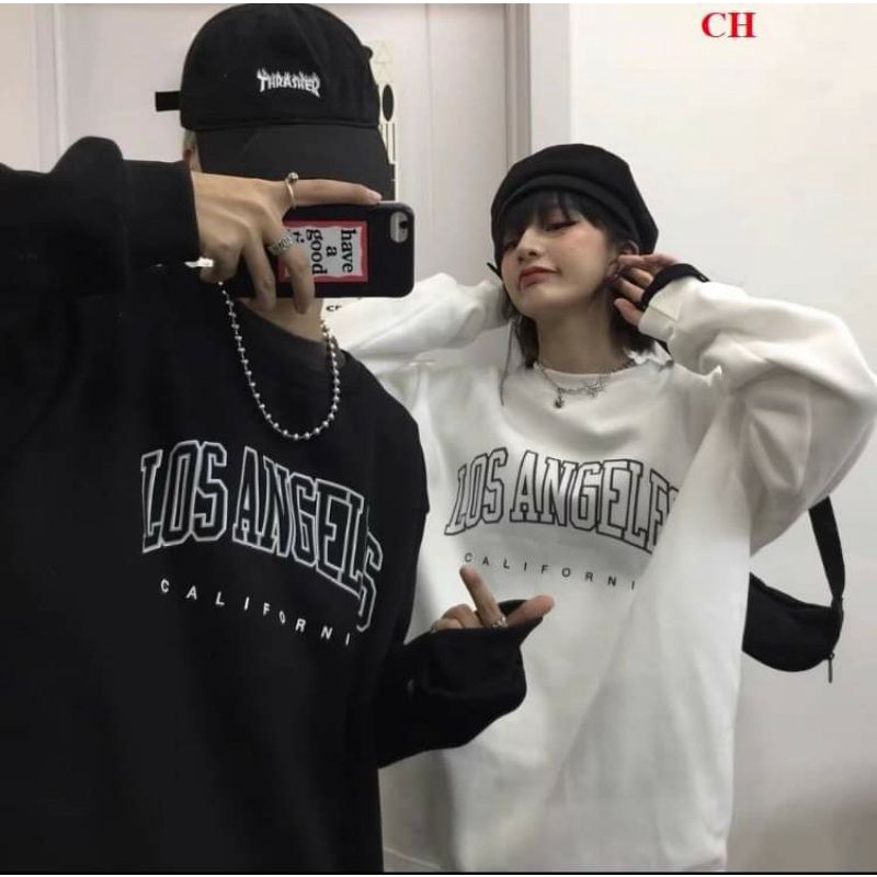 Áo Sweater cổ tròn dài tay bồng Losan thun hoodie form rộng UlzzangChất đẹp Không Bai xù Trend Nỉ Cotton