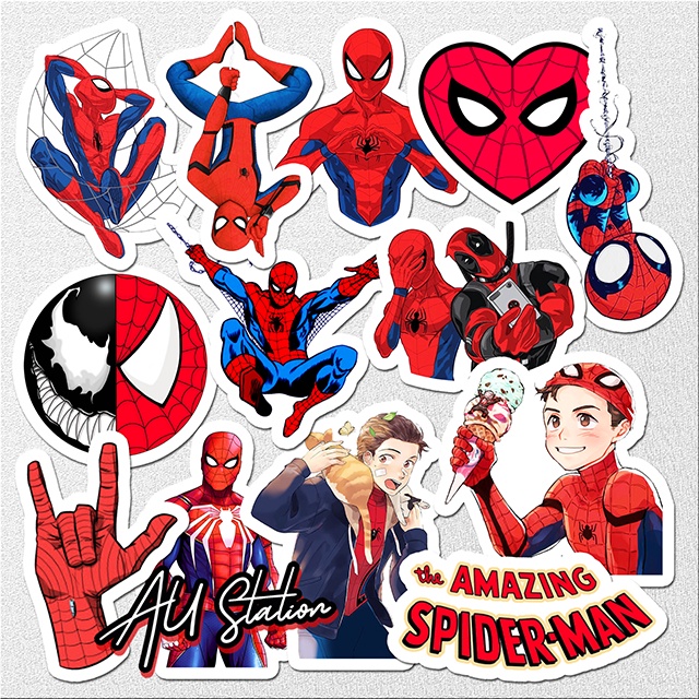 Sticker NGƯỜI NHỆN  - sticker nhựa PVC không thấm nước, dán nón bảo hiểm, laptop, xe