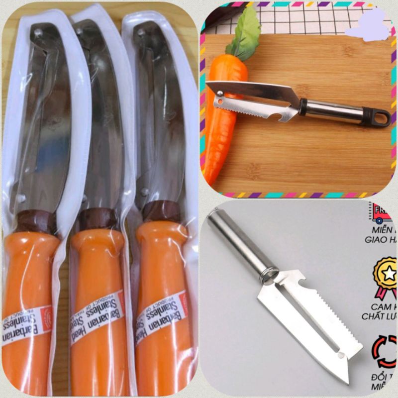 #Sỉ - lẻ# Dao bào, dao nạo 2 lưỡi kèm mở đồ hộp sắc bén -Dao bào vỏ, cắt lát miếng mỏng rau củ quả siêu sắc không han gỉ