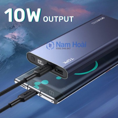 Sạc Dự Phòng TOPK I1006 10000mAh Cho iPhone Huawei Samsung Xiaomi Oppo Vivo Realme Hai Cổng Dung Lượng Có Màn Hình Led