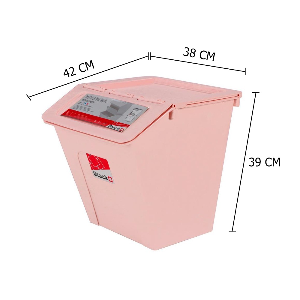 HomeBase STACKO Thùng nhựa đựng đồ đa năng có nắp 27L Parrot Thái Lan W37.7xH39xD41.2cm màu hồng